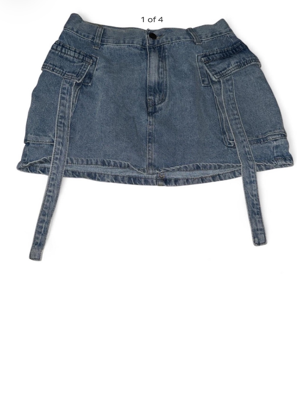Street Flap Pocket Tape Detail Cargo Denim Mini Skirt